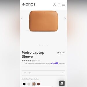 Monos Metro Laptop Sleeve - Saddle Tan